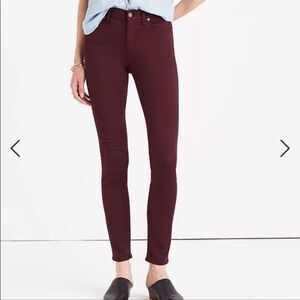 Madewell Size 26 Burgundy Mid Rise Skinny Skinny Jeans Stretch